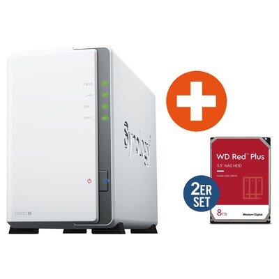 Synology günstig Kaufen-Synology Diskstation DS223j NAS System 2-Bay inkl. 2x 8 TB WD Red Plus WD80EFPX. Synology Diskstation DS223j NAS System 2-Bay inkl. 2x 8 TB WD Red Plus WD80EFPX <![CDATA[• Realtek RTD1619B Prozessor • 1GB • 2x 2,5