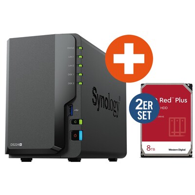 ISK und günstig Kaufen-Synology Diskstation DS224+ NAS System 2-Bay inkl. 2x 8 TB WD Red Plus WD80EFPX. Synology Diskstation DS224+ NAS System 2-Bay inkl. 2x 8 TB WD Red Plus WD80EFPX <![CDATA[• Intel Celeron J4125 4-Kern-Prozessor • 2GB DDR4 RAM • 2x 2,5