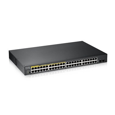 mit 48 günstig Kaufen-ZyXEL GS1900-48HP V2 48-Port GbE 2x SFP Smart Switch, PoE+ 170W Rackmount Metall. ZyXEL GS1900-48HP V2 48-Port GbE 2x SFP Smart Switch, PoE+ 170W Rackmount Metall <![CDATA[• 48-port GbE Smart Managed PoE Switch mit GbE Uplink • 48x 100/1000 Mbps, 2x S