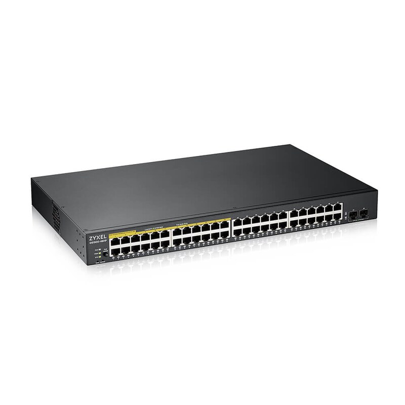 Vergessen@100 günstig Kaufen-ZyXEL GS1900-48HP V2 48-Port GbE 2x SFP Smart Switch, PoE+ 170W Rackmount Metall. ZyXEL GS1900-48HP V2 48-Port GbE 2x SFP Smart Switch, PoE+ 170W Rackmount Metall <![CDATA[• 48-port GbE Smart Managed PoE Switch mit GbE Uplink • 48x 100/1000 Mbps, 2x SFP 1