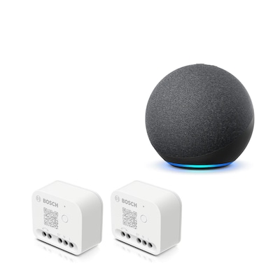 Player,Musik günstig Kaufen-Amazon Echo Dot (5. Gen.) mit Alexa + Bosch Smart Home Relais • 2er. Amazon Echo Dot (5. Gen.) mit Alexa + Bosch Smart Home Relais • 2er <![CDATA[• Stets bereit – Alexa kann Witze erzählen & Musik abspielen • Kann über Bluetooth verb