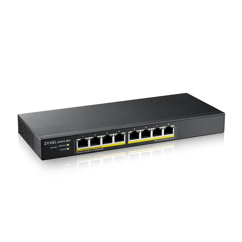 PoE Switch günstig Kaufen-ZyXEL GS1915-8EP 8-Port GbE 802.3at Smart Switch NebulaFlex, PoE+ 60W, lüfterlos. ZyXEL GS1915-8EP 8-Port GbE 802.3at Smart Switch NebulaFlex, PoE+ 60W, lüfterlos <![CDATA[• 8-port GbE Smart Managed PoE Switch • 8 x 1000Base-T RJ-45 PoE+ • Switc