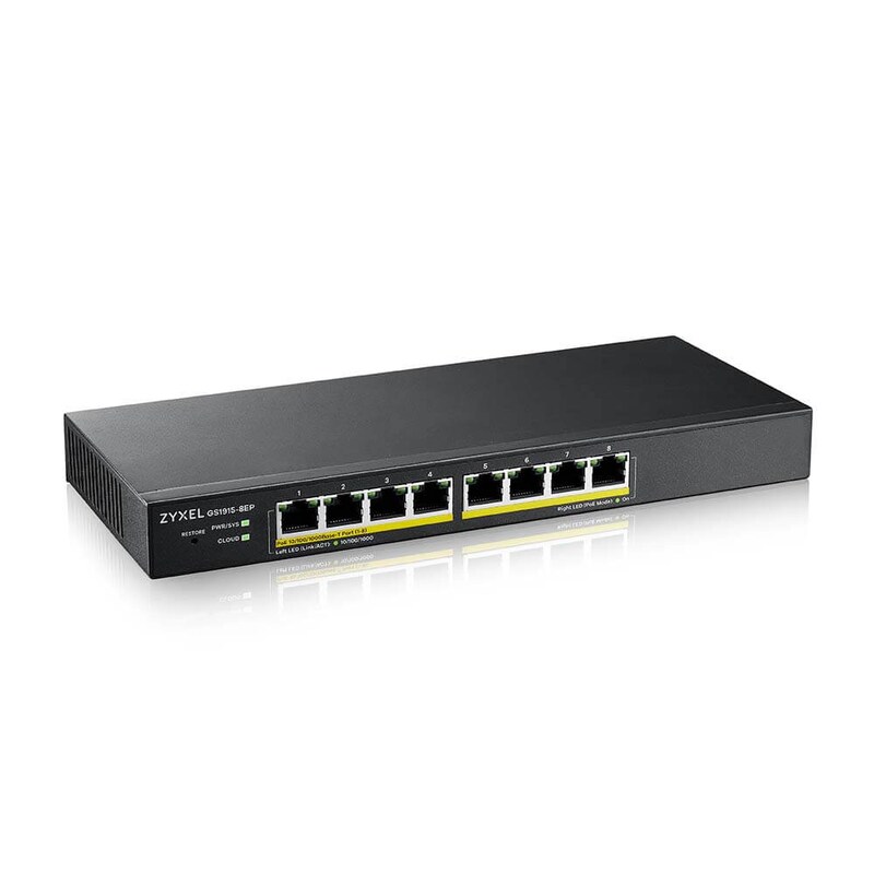 ZyXEL GS1915-8EP 8-Port GbE 802.3at Smart Switch NebulaFlex, PoE+ 60W, lüfterlos