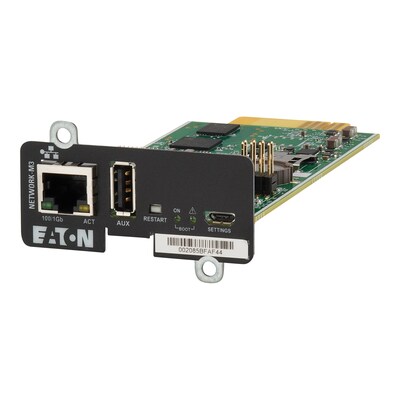 to a günstig Kaufen-Eaton Network Card-M3 - Fernverwaltungsadapter/ Gigabit-Netzwerkkarte. Eaton Network Card-M3 - Fernverwaltungsadapter/ Gigabit-Netzwerkkarte <![CDATA[• Ethernet 10/100/1000BaseT • USB für Zubehör (z. B. Umweltüberwachungssonde) • IPv4/v6, TLSv1.2