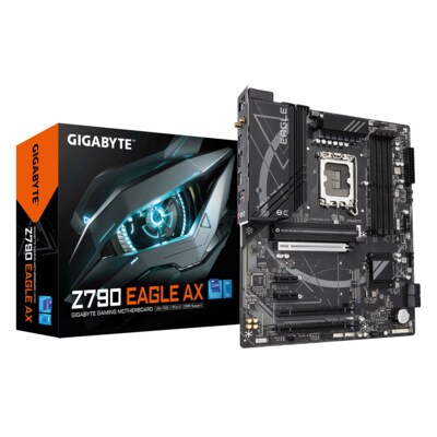 ck in günstig Kaufen-GIGABYTE Z790 EAGLE AX ATX WIFI6E Mainboard Sockel 1700 DDR5 HDMI/DP. GIGABYTE Z790 EAGLE AX ATX WIFI6E Mainboard Sockel 1700 DDR5 HDMI/DP <![CDATA[• ATX Mainboard mit Sockel 1700 für Intel Core 14./13./12. Generation • Intel Z790-Chipsatz, keine Gra