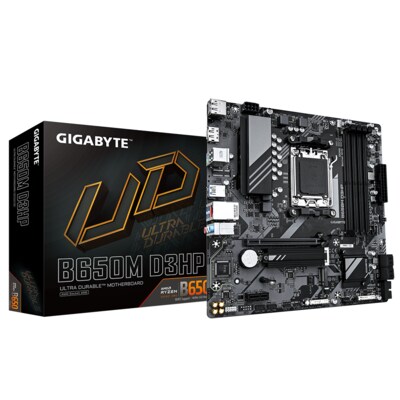 Gigabyte B650 günstig Kaufen-GIGABYTE B650M D3HP mATX Mainboard Sockel AM5. GIGABYTE B650M D3HP mATX Mainboard Sockel AM5 <![CDATA[• ATX Mainboard mit Sockel AMD AM5 für AMD RYZEN 8000 Serie-CPU • AMD B650-Chipsatz, keine Grafik • 192 GB max. RAM, DDR5 bis zu 7600MHz • 2x Di