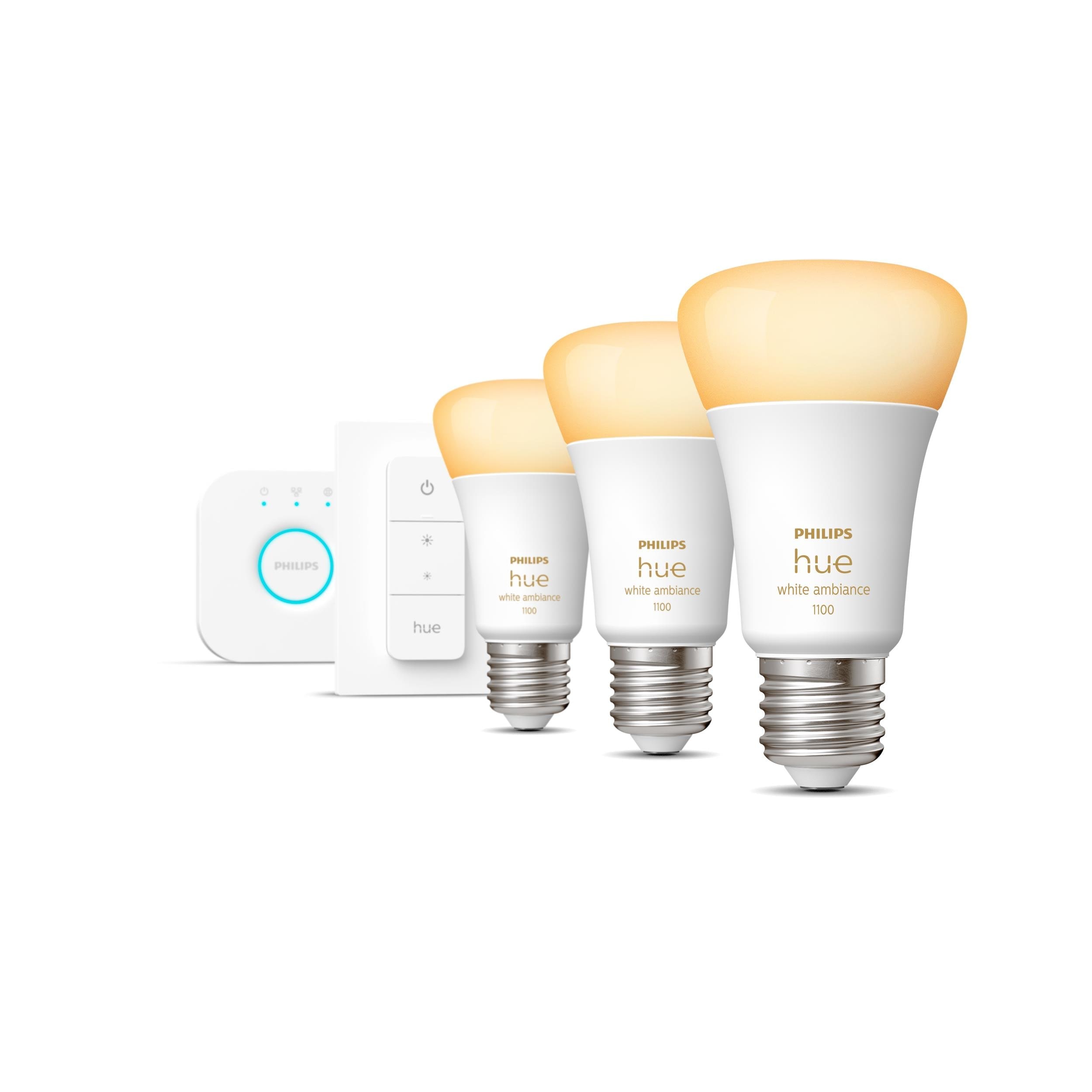 *Philips Hue White Ambiance E27 3er Starter Set inkl. Dimmschalter 3x806lm 75W