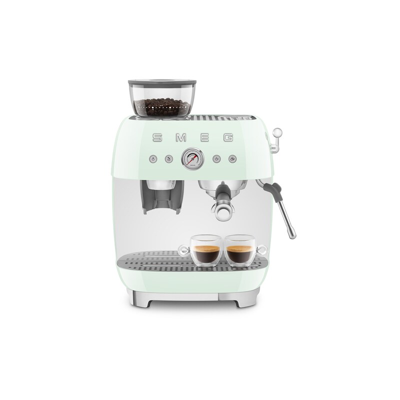 SMEG EGF03PGEU 50s Style Siebträgermaschine mit Kaffeemühle Pastellgrün