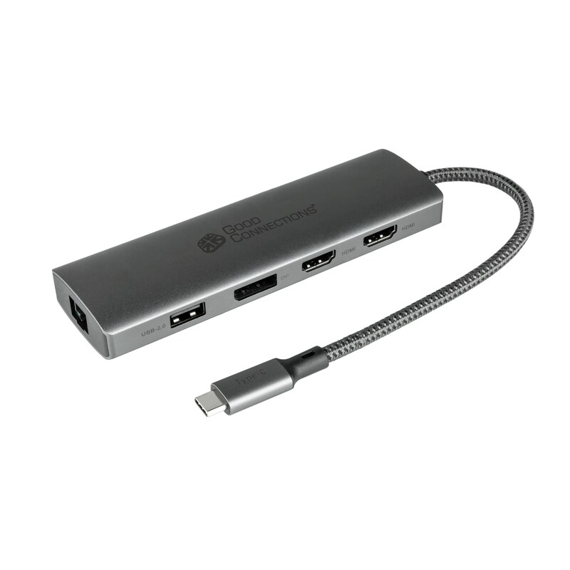 Audio/Video günstig Kaufen-Good Connections USB-C-Hub (10-Port), 2x HDMI 2.0, 1x DP, 1x USB-C PD 96W. Good Connections USB-C-Hub (10-Port), 2x HDMI 2.0, 1x DP, 1x USB-C PD 96W <![CDATA[• Unterstützt 4K-Ultra HD-Monitor-Video • USB-C-Leistung bis zu 96 W • robustes Aluminiumgehäuse 