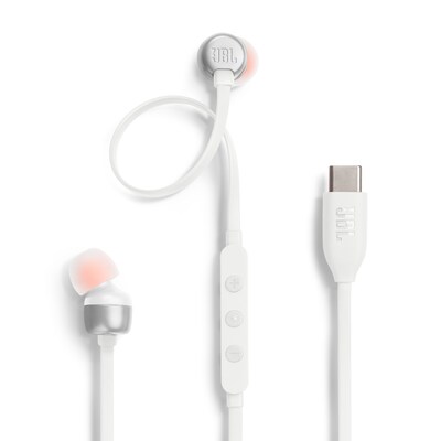 JBL Tune 310C,  In-Ear Wired USB-C Headphone with High Resolution, White