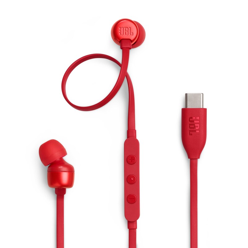 JBL Tune 310C,  In-Ear Wired USB-C Headphone with High Resolution, Red