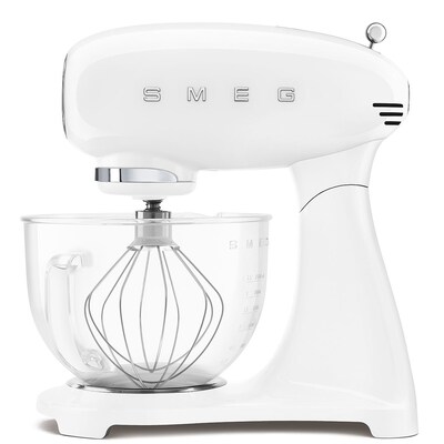 SMEG SMF13WHEU 50s Style Küchenmaschine Full-Color Weiß, Glasschüssel