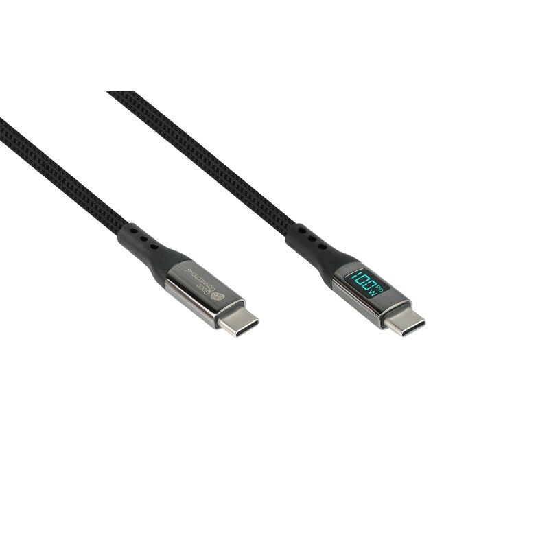 Good Connections USB 2.0 Lade- und Datenkabel (100W) mit Digitalanzeige USB-C 1m