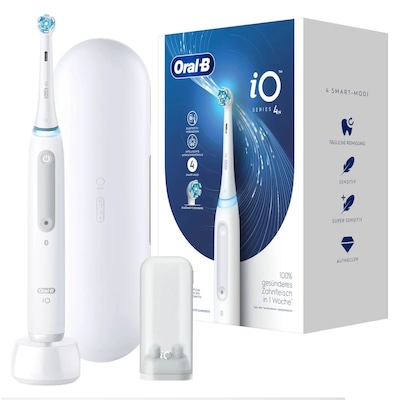 Blue White günstig Kaufen-Oral-B iO Series 4 Quite White mit Reiseetui. Oral-B iO Series 4 Quite White mit Reiseetui <![CDATA[• 3D rotierend-pulsierend mit Bluetooth-Technologie • Intelligente Andruckkontrolle • 4 Putzmodi • Bluetooth-Verbindung • Inkl. einer Aufsteckbü