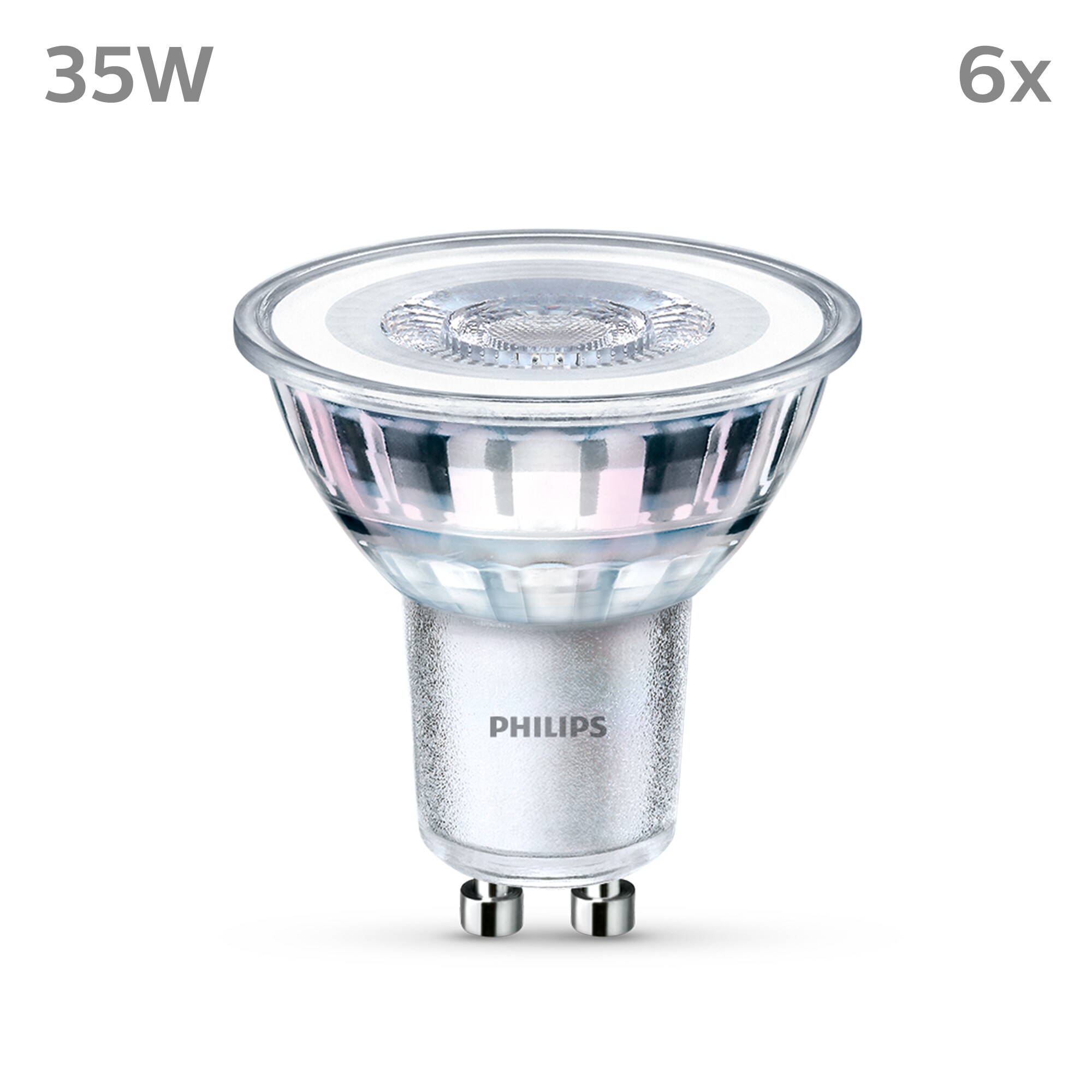 Philips LED Lampe mit 35W, GU10 Sockel, Neutralwei&szlig; (4000K) 6er Pack