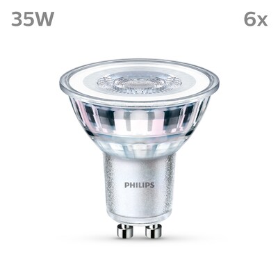 GU10 LED günstig Kaufen-Philips LED Classic Lampe mit 35W, GU10 Sockel, Neutralweiß (4000K) 6er Pack. Philips LED Classic Lampe mit 35W, GU10 Sockel, Neutralweiß (4000K) 6er Pack <![CDATA[• Austauschtype: LED-Lampe / Sockel: GU10 / Lichtfarbe: neutralweiß • Energi