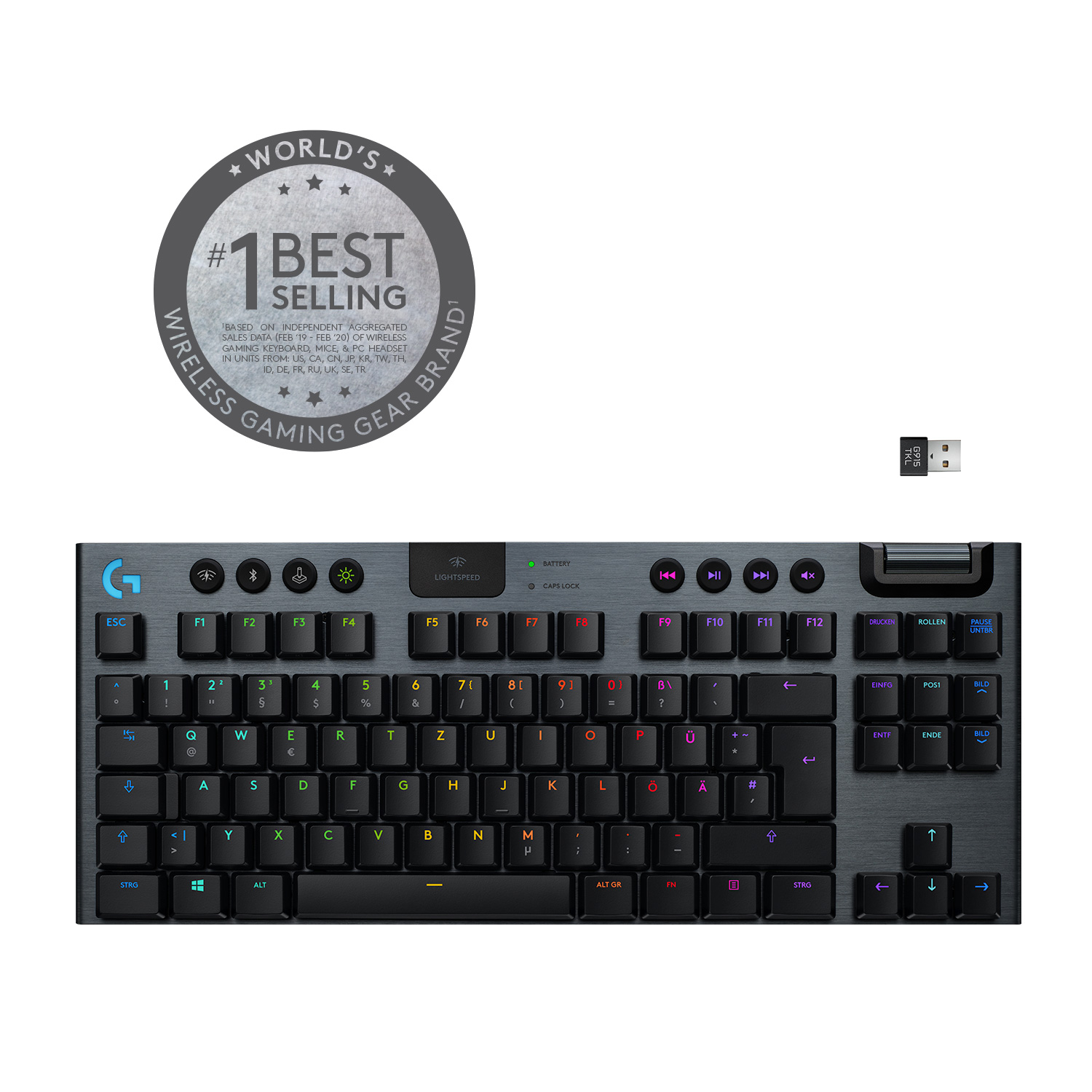 Logitech G915 TKL LIGHTSPEED Linear Kabellose Mechanische RGB Gaming Tastatur