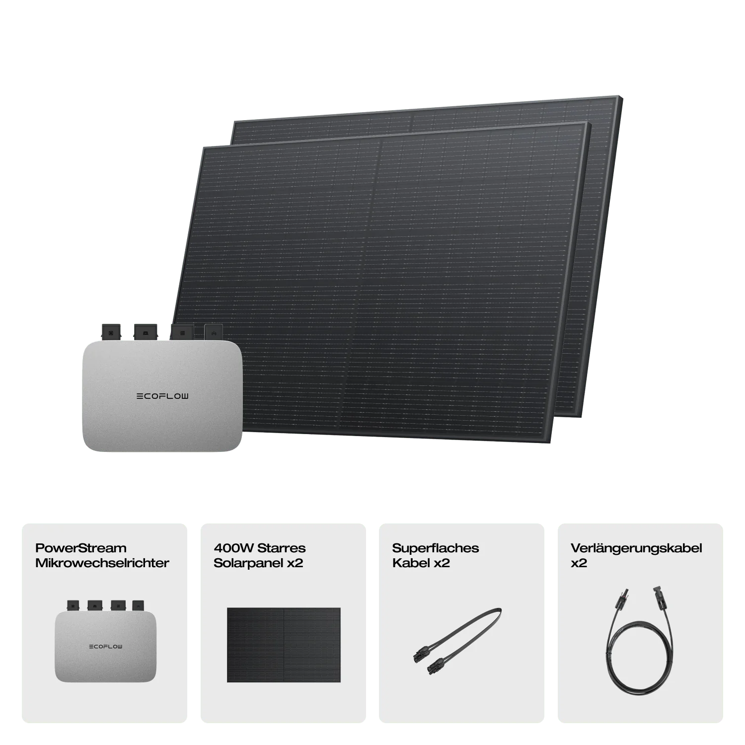 ECOFLOW 2 x 400W Rigid Solar Panel + Micro Inverter 600W