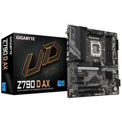 Board ab günstig Kaufen-GIGABYTE Z790 D AX ATX Mainboard Sockel 1700 DDR5 HDMI/DP/USB-C. GIGABYTE Z790 D AX ATX Mainboard Sockel 1700 DDR5 HDMI/DP/USB-C <![CDATA[• ATX Mainboard mit Sockel Intel 1700 für Intel Core 14. Generation-CPU • Intel Z790-Chipsatz, Intel HD Graphics