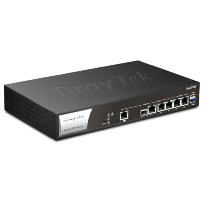 VPN 5 günstig Kaufen-Draytek Vigor 2962 2,5 GbE Dual WAN Security VPN Router. Draytek Vigor 2962 2,5 GbE Dual WAN Security VPN Router <![CDATA[• Dual WAN 2,5 GbE 4-Port-Router • 2x USB-Ports (1x 2.0 / 1x 3.0), SFP-Port • bis zu 200 VPN-Tunnel • unterstützt Hot-Standb