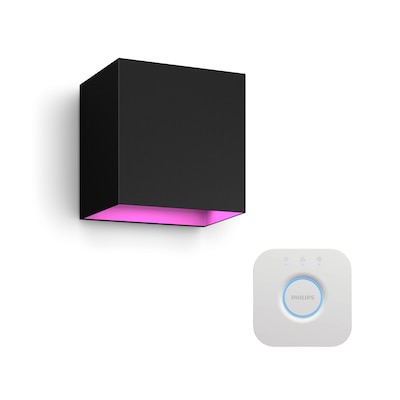 Color Me günstig Kaufen-Philips Hue White & Color Ambiance Resonate Wandleuchte • einstrahlig + Bridge. Philips Hue White & Color Ambiance Resonate Wandleuchte • einstrahlig + Bridge <![CDATA[• Technologie: Smart LED • Material: Metall, schwarz • Lich