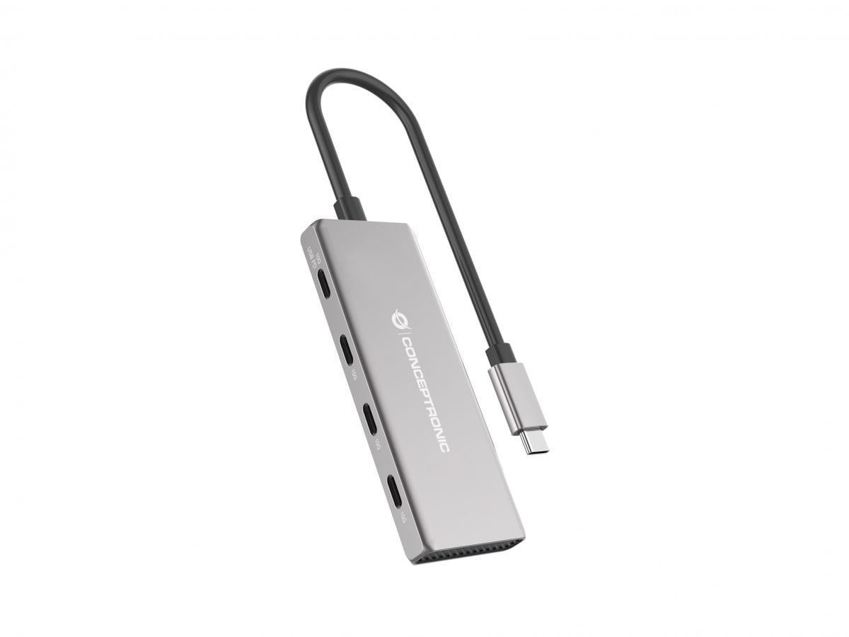 Conceptronic HUBBIES16G 4-Port USB 3.2 Gen-2 Hub, 10Gbps, USB-C x 4, 100W USB PD