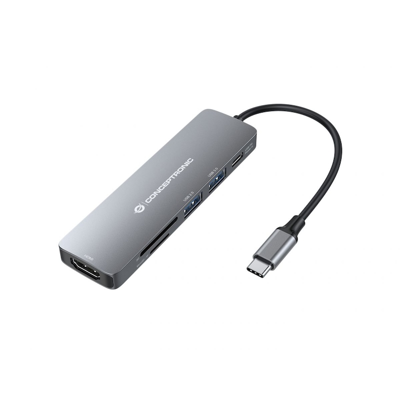He Do günstig Kaufen-Conceptronic DONN11G 6-in-1 USB 3.2 Gen 1 Dockingstation. Conceptronic DONN11G 6-in-1 USB 3.2 Gen 1 Dockingstation <![CDATA[• von USB-C zu HDMI und USB3.0 mit Kartenleser • Datenübertragungsrate von max. 5 Gb/s • Einfache Plug-and-Play-Installation • Alum