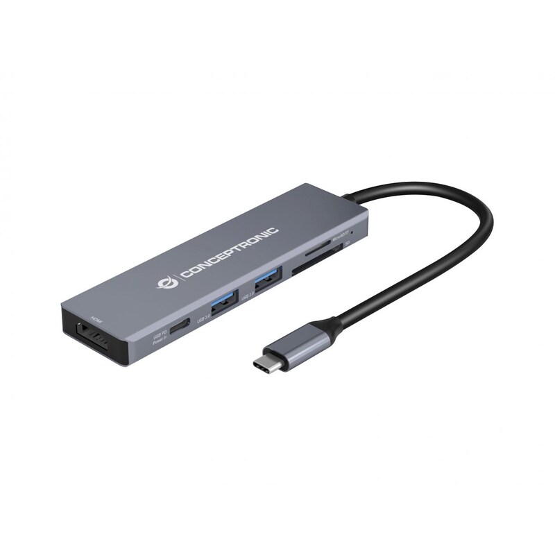 DisplayPort/HDMI günstig Kaufen-Conceptronic DONN23G 6-in-1 USB 3.2 Gen 1 Dockingstation. Conceptronic DONN23G 6-in-1 USB 3.2 Gen 1 Dockingstation <![CDATA[• USB-C-zu-HDMI/USB-C PD/USB 3.0/SD/TF-Multiport-Adapter • USB 3.2 Gen 1 SuperSpeed bis zu 5Gbps • Unterstützt Videoauflösungen bis