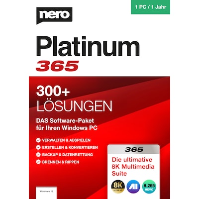 Ihr Komplettes günstig Kaufen-NERO Platinum 365 | Download & Produktschlüssel. NERO Platinum 365 | Download & Produktschlüssel <![CDATA[• Komplettes Funktionspaket für Ihren PC • Grenzenlose Multimedia-Vielfalt mit den aktuellsten Updates. • Laufzeit: 1 Jahr 