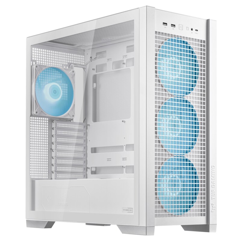 USB3.1 günstig Kaufen-ASUS TUF Gaming GT302 TG ARGB ATX Midi-Tower Gehäuse weiss. ASUS TUF Gaming GT302 TG ARGB ATX Midi-Tower Gehäuse weiss <![CDATA[• Gaming Gehäuse bis ATX Mainboards • Inkl. 4x 120mm Gehäuselüfter, Staubfilter, USB3.1 Gen1 Anschlüsse • 2x3,5
