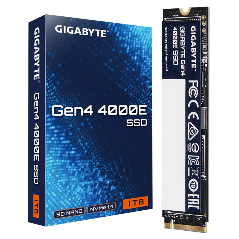 am PC günstig Kaufen-GIGABYTE Gen4 4000E SSD M.2 2280 NVMe 1TB. GIGABYTE Gen4 4000E SSD M.2 2280 NVMe 1TB <![CDATA[• 1 TB - 2,3 mm Bauhöhe • M.2 2280 Card, PCIe 4.0 • Maximale Lese-/Schreibgeschwindigkeit: 4000 MB/s / 3.900 MB/s • Mainstream: Sehr gutes Preisleistungs-Verhält