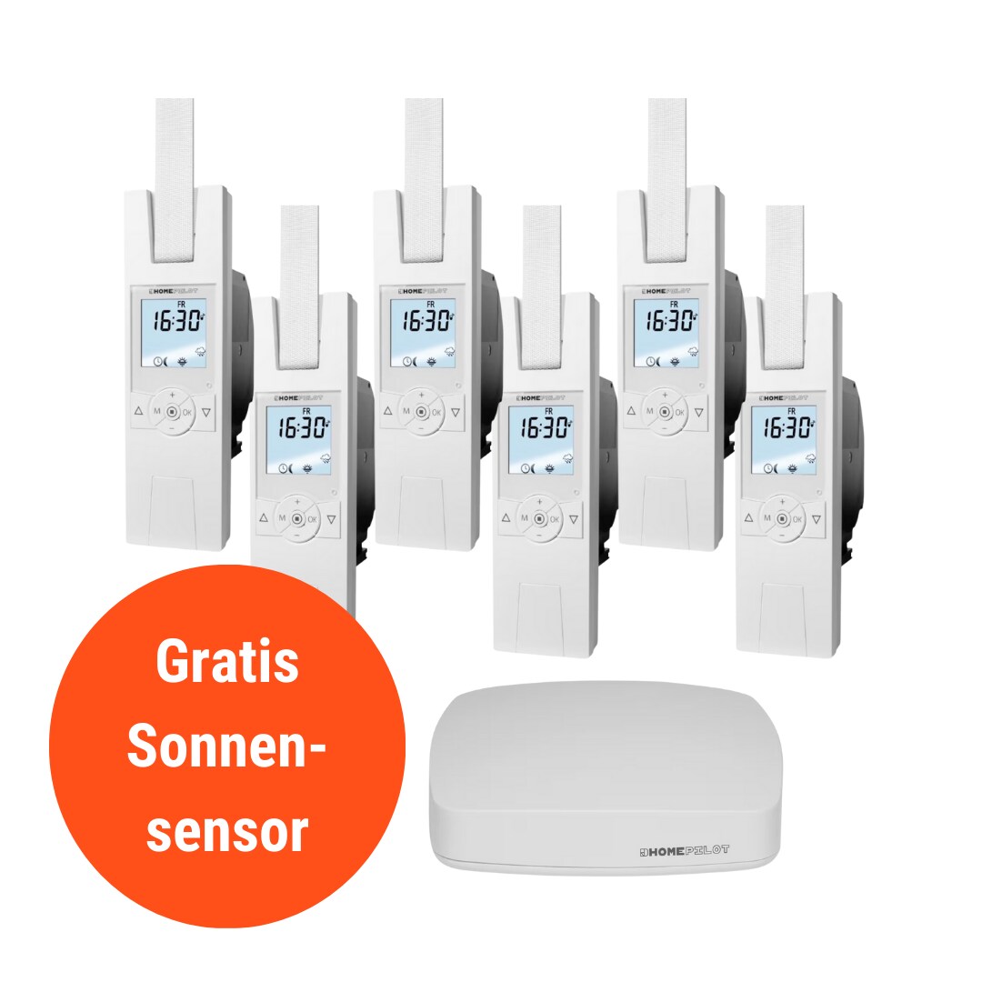 Homepilot Starter Set Smarte Beschattung &bull; 6 Gurtwickler RolloTron Premium smart