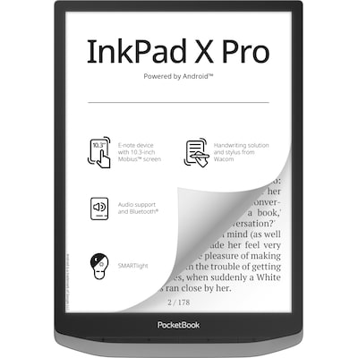 32 GB  günstig Kaufen-PocketBook InkPad X Pro - Mist Grey 227 DPI 32GB. PocketBook InkPad X Pro - Mist Grey 227 DPI 32GB <![CDATA[• Display: 1404 × 1872 • Speicher: 32 GB • Farbtiefe: 16 (Graustufen) • Bluetooth, WLAN und USB-C-Anschluss • Gerätegröße: 24,9 х 17