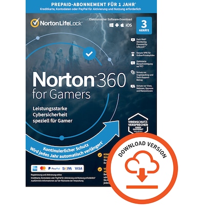 NORTON 360 günstig Kaufen-Norton LifeLock 360 for Gamers 50GB 3 Device 1 Year Download Code. Norton LifeLock 360 for Gamers 50GB 3 Device 1 Year Download Code <![CDATA[• Basislizenz als Vollversion, Laufzeit: 1 Jahr • Bezugsberechtigung: Keine Einschränkung, Medium: Sofort Do