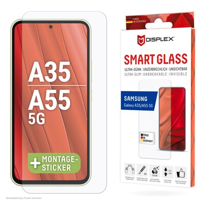 ATA/Ultra günstig Kaufen-DISPLEX Smart Glass Samsung Galaxy A35/A55 5G. DISPLEX Smart Glass Samsung Galaxy A35/A55 5G <![CDATA[• DISPLEX Smart Glass Samsung Galaxy A35/A55 5G • Smart Glass (9H), unzerbrechlich, ultra-dünn, unsichtbar • Effektiver Schutz vor Aufprall und Br