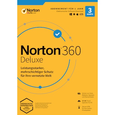 360 Deluxe günstig Kaufen-Norton Norton 360 Deluxe 25GB 3 Device 1 Year Download Code. Norton Norton 360 Deluxe 25GB 3 Device 1 Year Download Code <![CDATA[• Basislizenz als Vollversion, Laufzeit: 1 Jahr • Bezugsberechtigung: Keine Einschränkung, Medium: Sofort Download • m
