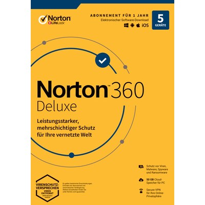 XF 4 günstig Kaufen-Norton Norton 360 Deluxe | 50GB | 5 Geräte | Download & Produktschlüssel. Norton Norton 360 Deluxe | 50GB | 5 Geräte | Download & Produktschlüssel <![CDATA[• Basislizenz als Vollversion, Laufzeit: 1 Jahr • Bezugsberechtigun