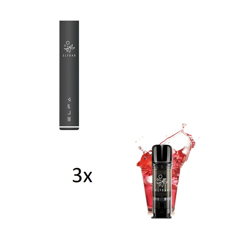 Elfbar ELFA Basisgerät black + 3x ELFA Prefilled Pod Pink Lemonade 20 mg/ml