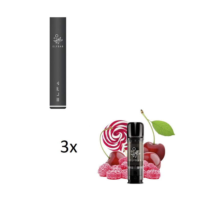 Elfbar ELFA Basisgerät black + 3x ELFA Prefilled Pod Cherry 20 mg/ml