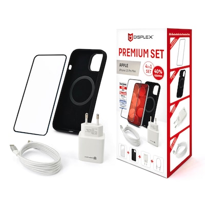 PROMAX günstig Kaufen-DISPLEX Set Apple iPhone 15 ProMax Glas(10H)+Case+Kabel+Netzte. DISPLEX Set Apple iPhone 15 ProMax Glas(10H)+Case+Kabel+Netzte <![CDATA[• Passend für Apple iPhone 15 Pro Max • Schnellladegerät mit Power Delivery (20 W) • Kompatibel zu Wireless Lad