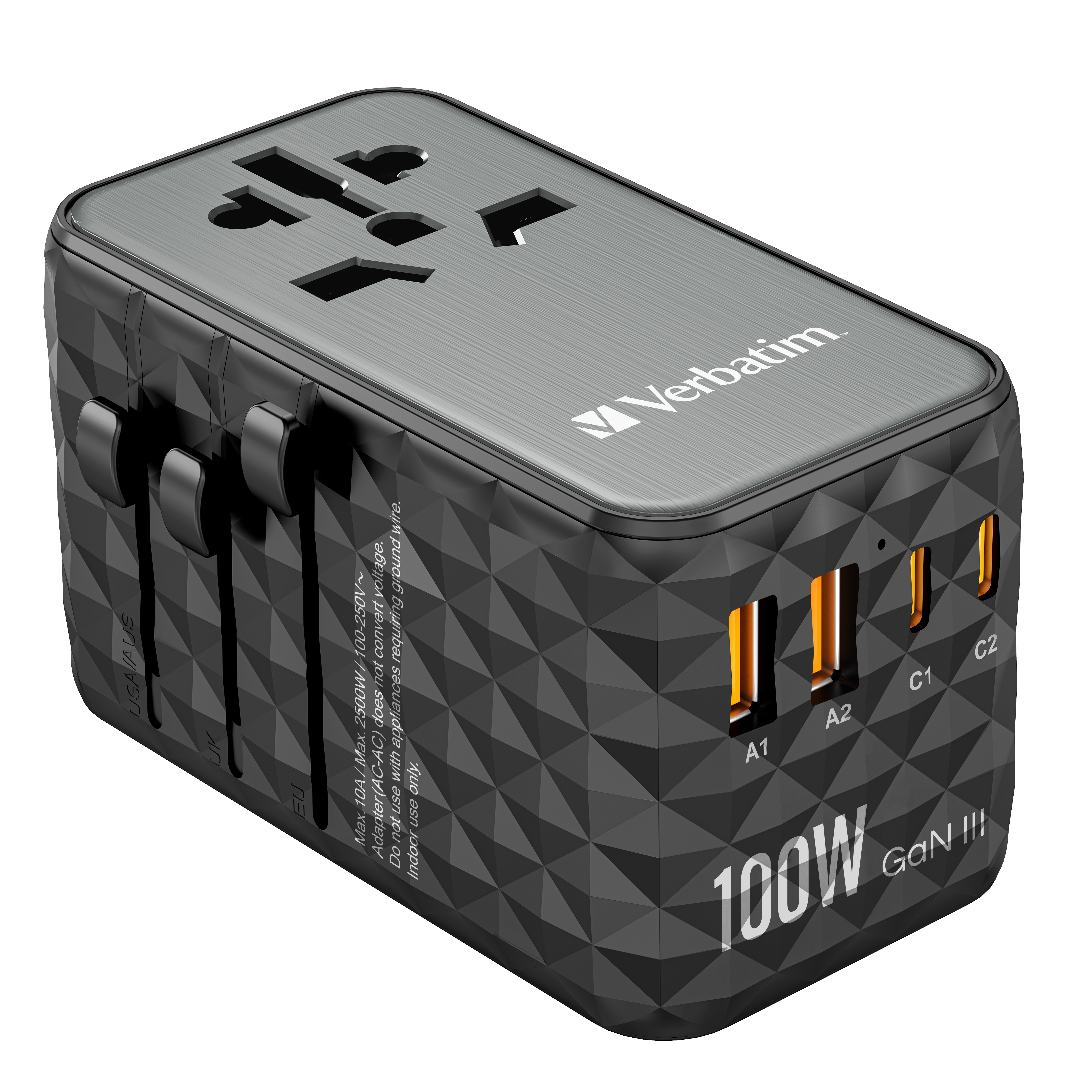 Verbatim 32121 GaN III-Universal-Reiseadapter 100W