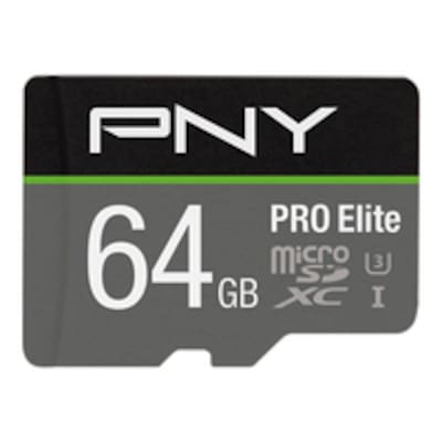PNY PRO Elite 64 GB microSDXC Speicherkarte (C10, Class 3 (U3), UHS-I) Schwarz/Grau