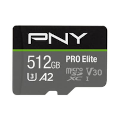 PNY PRO Elite 512 GB microSDXC Speicherkarte (C10, Class 3 (U3), 100 MB/s - 90 MB/s)