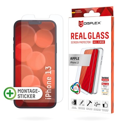 Play Schutzglas günstig Kaufen-DISPLEX Real Glass + Case Set iPhone 13. DISPLEX Real Glass + Case Set iPhone 13 <![CDATA[• Displayschutzglas für iPhone 13 • Aus ultradünnem, gehärteten Glas mit Oberflächenhärte H10 • High-Tech Anti-Fingerprint Beschichtung für weniger Fetta