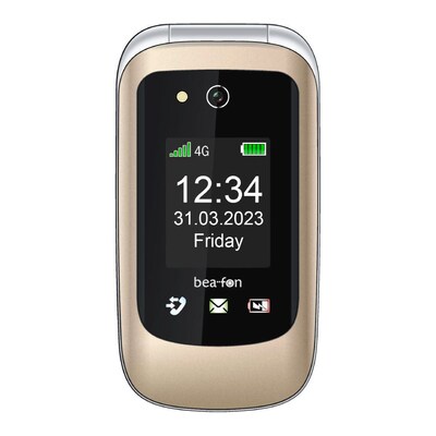 50 Zoll günstig Kaufen-Bea-fon SL720i Mobiltelefon 4G champagner. Bea-fon SL720i Mobiltelefon 4G champagner <![CDATA[• GSM-Quadband (850/900/1800/1900 MHz) • 2,8 Zoll (7,1 cm) Display 320x240 Pixel • 2-Displays, Bluetooth • Hörgerätekompatibel, Radio, Taschenlampe]]>.