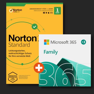 Microsoft 365 Family + Norton 360 Standard | Download & Produktschlüssel