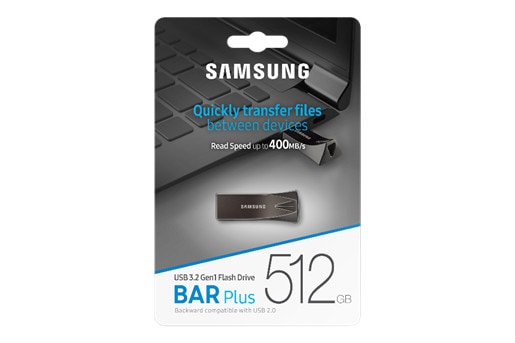Samsung BAR Plus USB-Stick Typ-A, 512 GB mit Schlüsselring Titan Gray