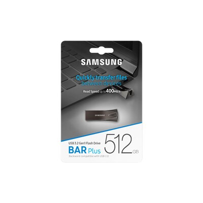 Stick 4 günstig Kaufen-Samsung BAR Plus USB-Stick Typ-A, 512 GB mit Schlüsselring Titan Gray. Samsung BAR Plus USB-Stick Typ-A, 512 GB mit Schlüsselring Titan Gray <![CDATA[• Starke Leistung bis zu 400 MBs Lese- und 110 MBs Schreibgeschwindigkeit mit USB 3 1 Schnitt