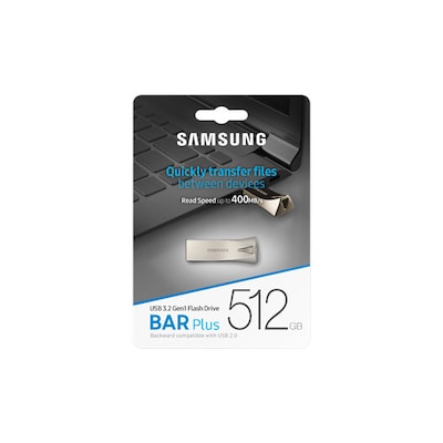 ck Typ günstig Kaufen-Samsung BAR Plus USB-Stick Typ-A, 512 GB mit Schlüsselring Champagne Silver. Samsung BAR Plus USB-Stick Typ-A, 512 GB mit Schlüsselring Champagne Silver <![CDATA[• Starke Leistung bis zu 400 MBs Lese- und 110 MBs Schreibgeschwindigkeit mit USB