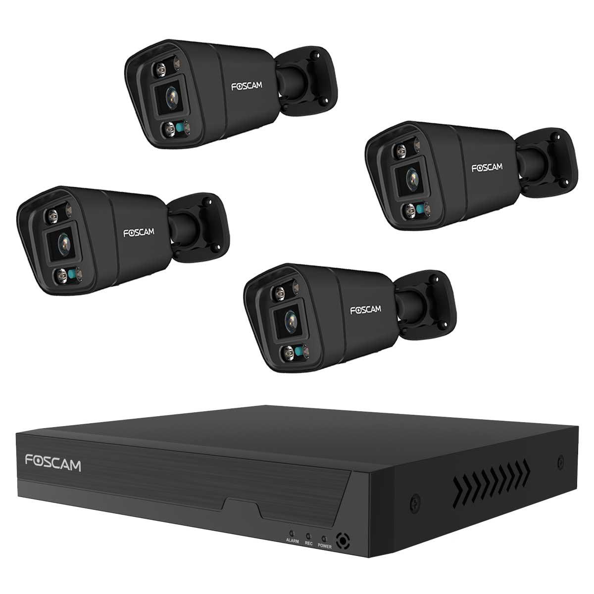 Foscam Fn9108e-B4-2T Überwachungsset Mit 4 Überwachungskameras Schwarz Fn9108e-B4-2T Black